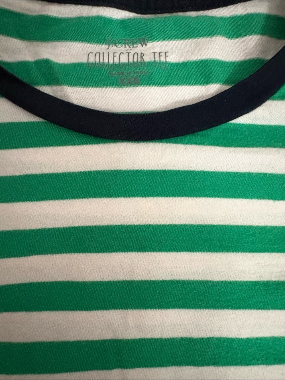 J. Crew Women’s Green, White & Navy Striped Short Sleeve Tee